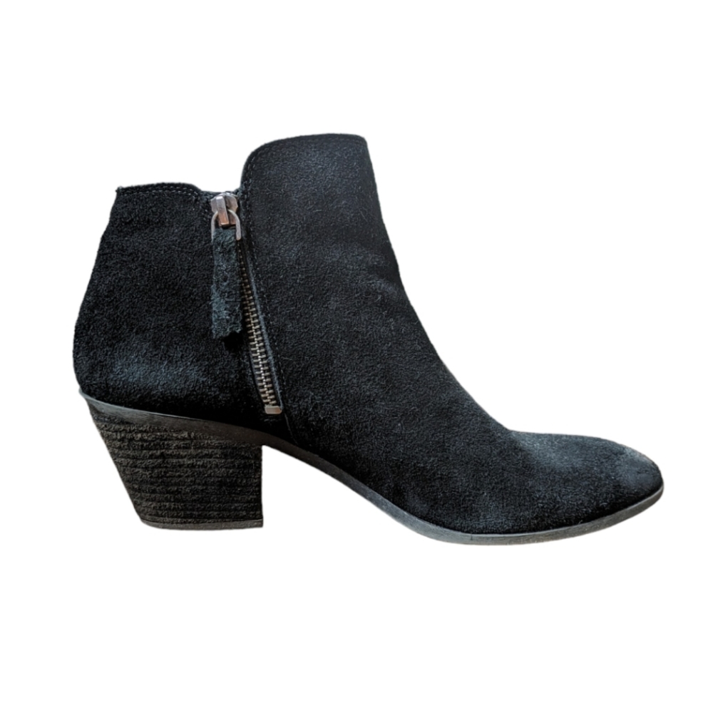 Frye Black Suede Ankle Booties with Side Zip